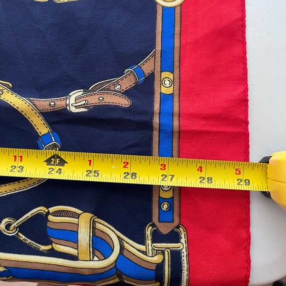 Equestrian Western Boho Navy Blue Square Scarf - Picture 9 of 9